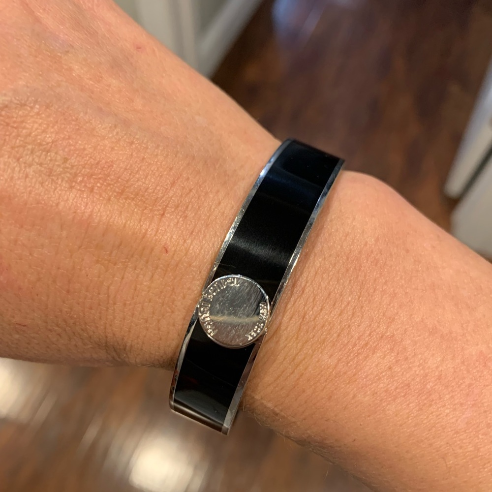 Henri Bendel Hinge Black Enamel Bangle Bracelet